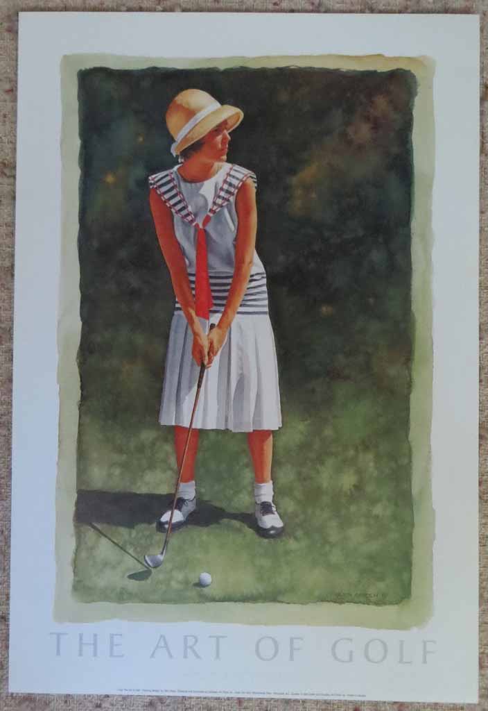 The Art Of Golf: Pitching Wedge by Glen Green, shown with full margins - offset lithograph reproduction vintage fine art poster print