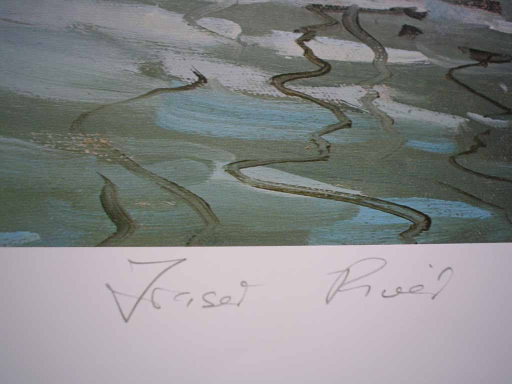 Fraser River by Peter Beadle, signed, titled and numbered 106/350 by artist, detail to show title - offset lithograph limited edition vintage fine art print