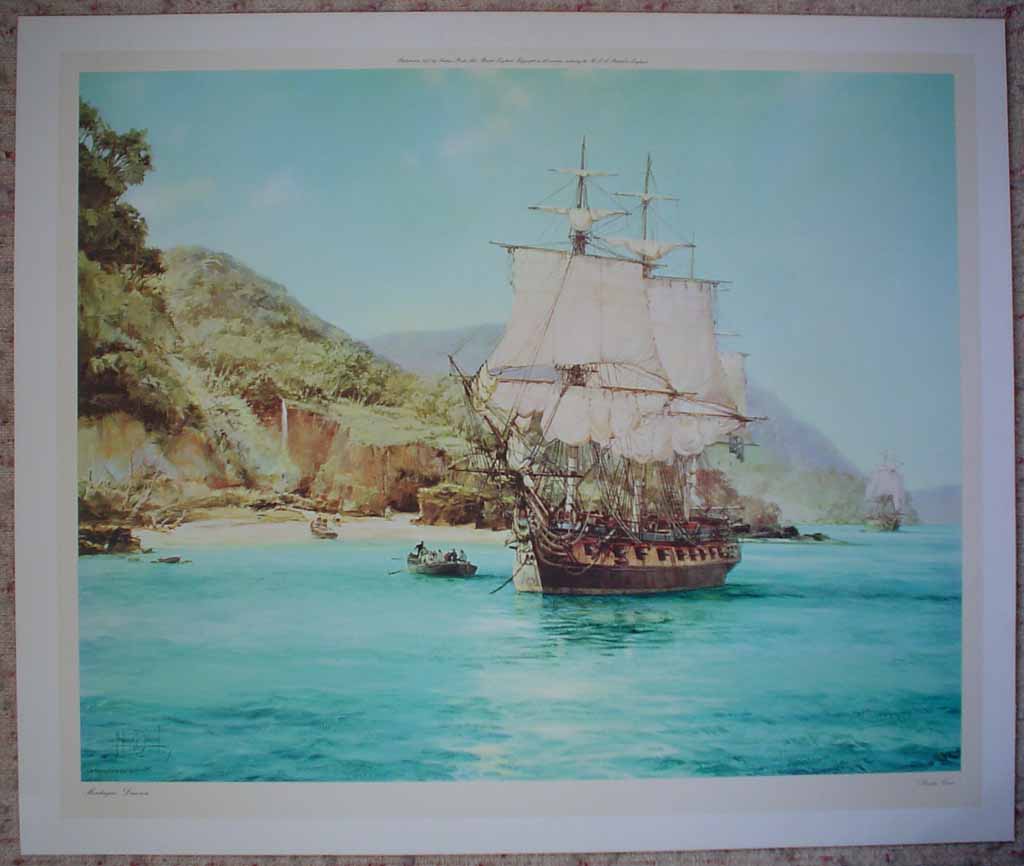 Pirate's Cove by Montague Dawson, shown with full margins - offset lithograph reproduction vintage fine art print