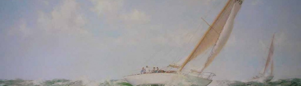 Salt Spray, The Yacht Mokota by Montague Dawson - offset lithograph reproduction vintage fine art print