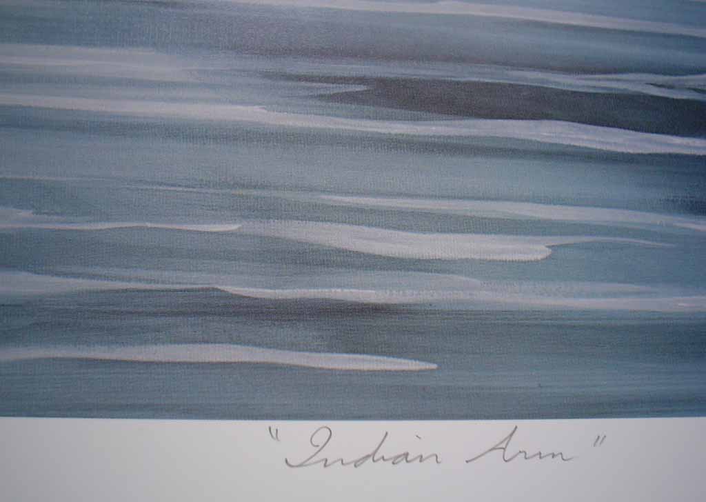 Indian Arm Orcas by Bruce Muir, numbered AP 22/37, titled and signed by artist, detail to show edition - offset lithograph limited edition vintage fine art print