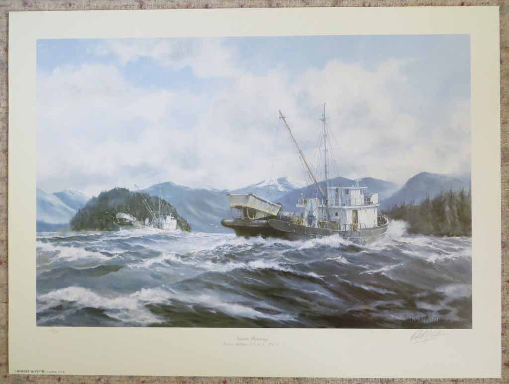 Seiners Running by Robert McVittie, numbered 109/950 and signed by artist, shown with full margins - offset lithograph limited edition vintage fine art print