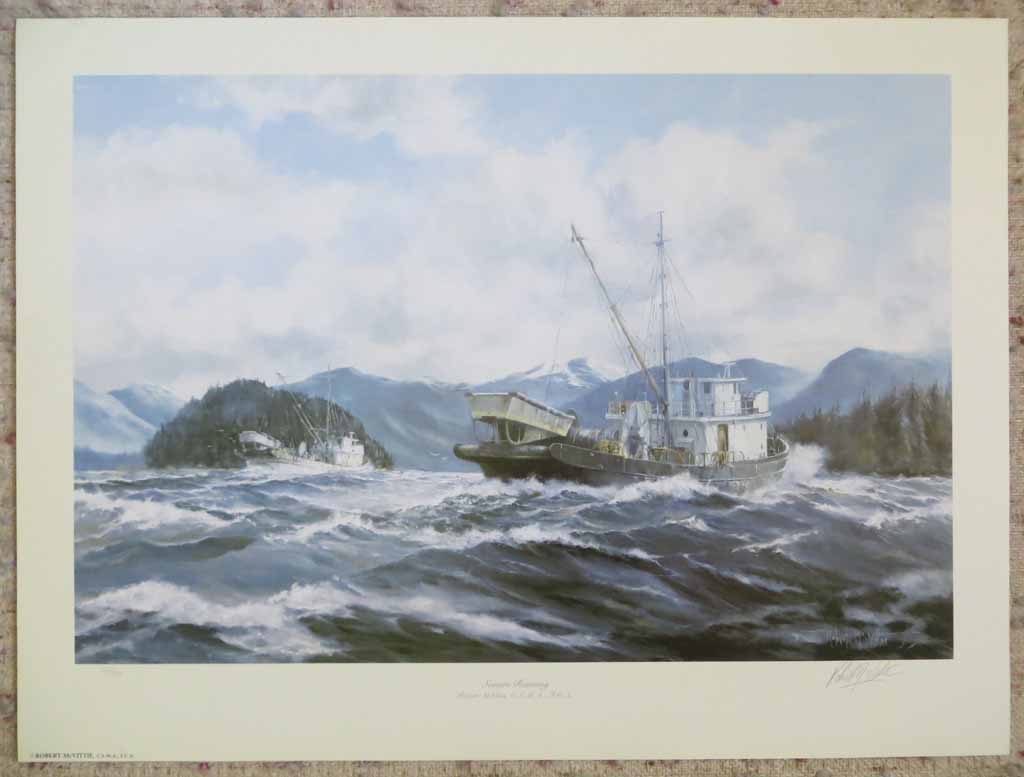 Seiners Running by Robert McVittie, numbered 110/950 and signed by artist, shown with full margins - offset lithograph limited edition vintage fine art print