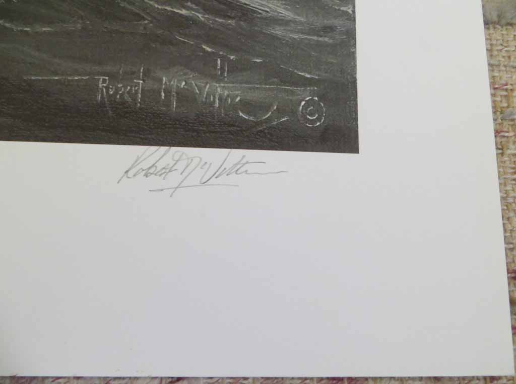 Bad Weather Coming by Robert McVittie, numbered 158/350, titled and signed by artist, detail to show signature - offset lithograph limited edition vintage fine art print