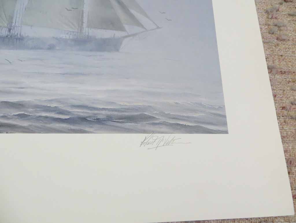 At The Edge Of The Fogbank by Robert McVittie, numbered 218/950 and signed by artist, detail to show signature - offset lithograph limited edition vintage fine art print
