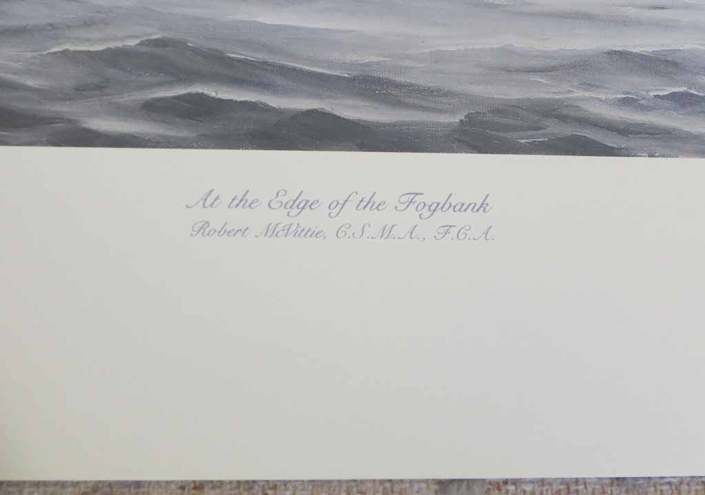 At The Edge Of The Fogbank by Robert McVittie, numbered 218/950 and signed by artist, detail to show title - offset lithograph limited edition vintage fine art print