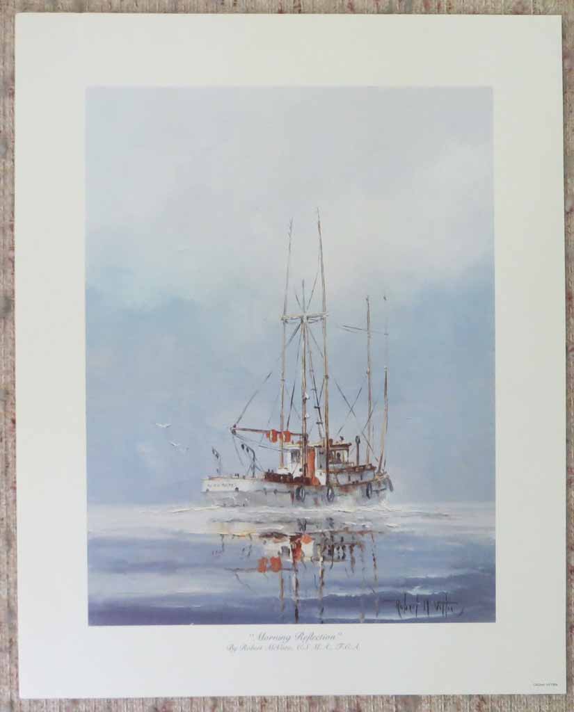 Morning Reflections by Robert McVittie, shown with full margins - offset lithograph reproduction vintage fine art print
