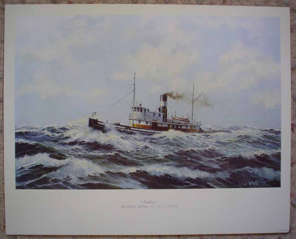 The Sealion by Robert McVittie, shown with full margins - offset lithograph reproduction vintage fine art print