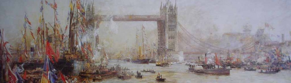 The Opening Of Tower Bridge 1894 by William Lionel Wyllie - offset lithograph reproduction vintage fine art print