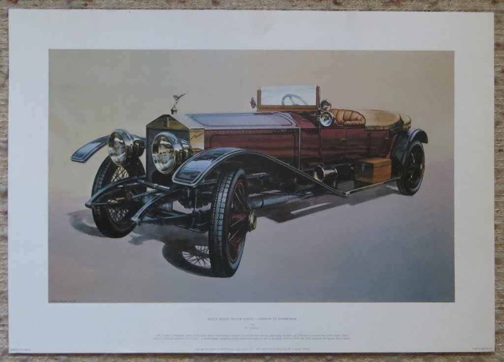 Rolls Royce Silver Ghost London To Edinburgh by M. Atkinson, shown with full margins - offset lithograph reproduction vintage fine art print