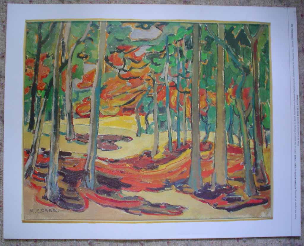 Autumn Woods by Emily Carr, shown with full margins - offset lithograph reproduction vintage fine art print