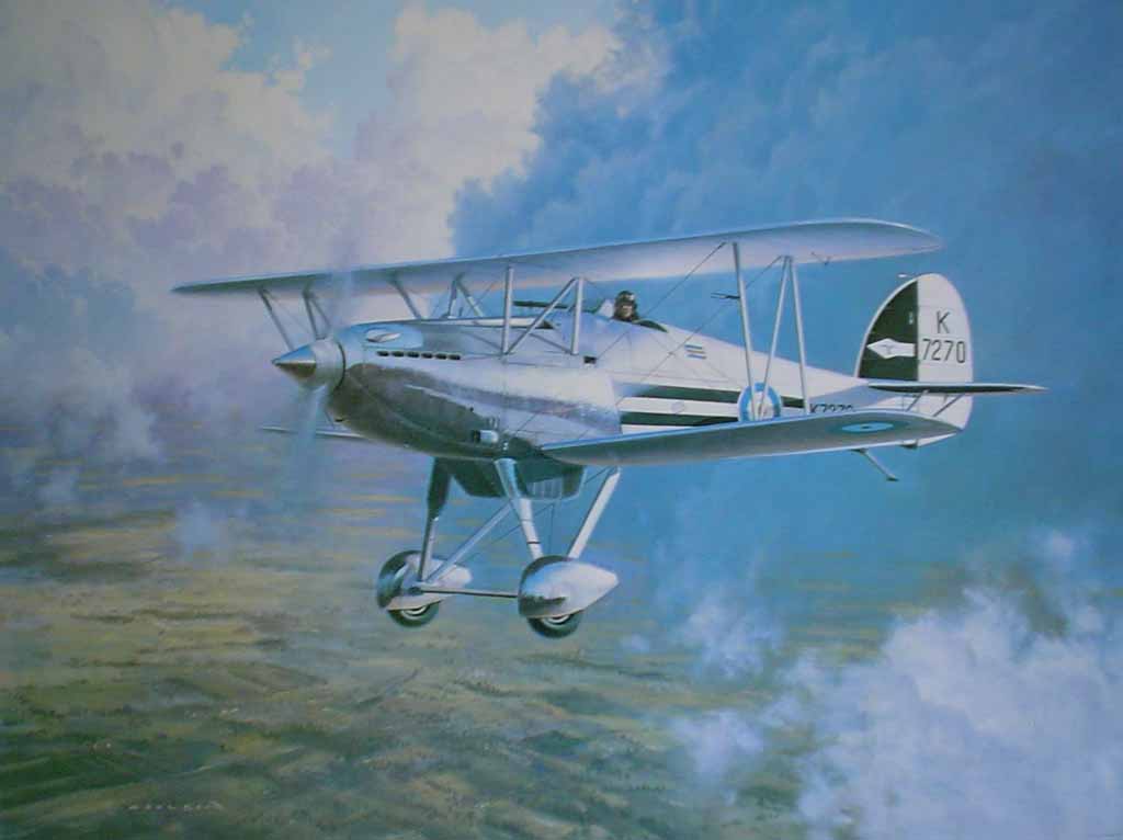 Hawker Fury II by Gerald Coulson - offset lithograph reproduction vintage fine art print