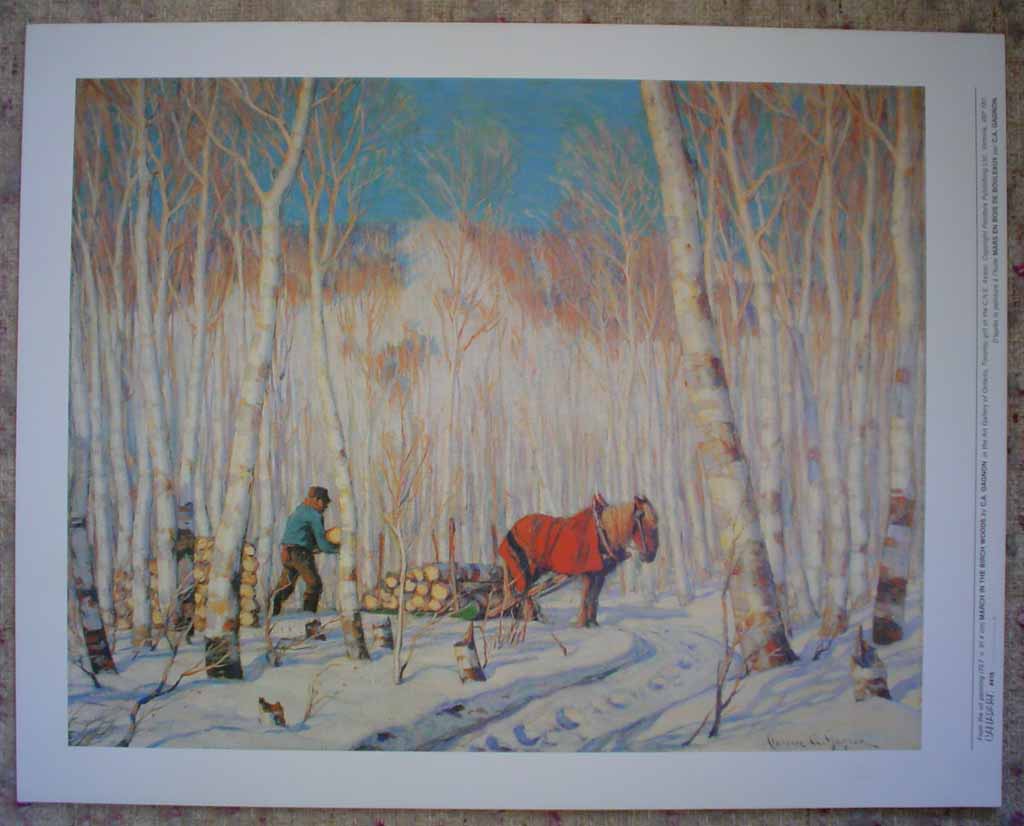 March In The Birch Woods by Clarence Alphonse Gagnon, shown with full margins - offset lithograph reproduction vintage fine art print