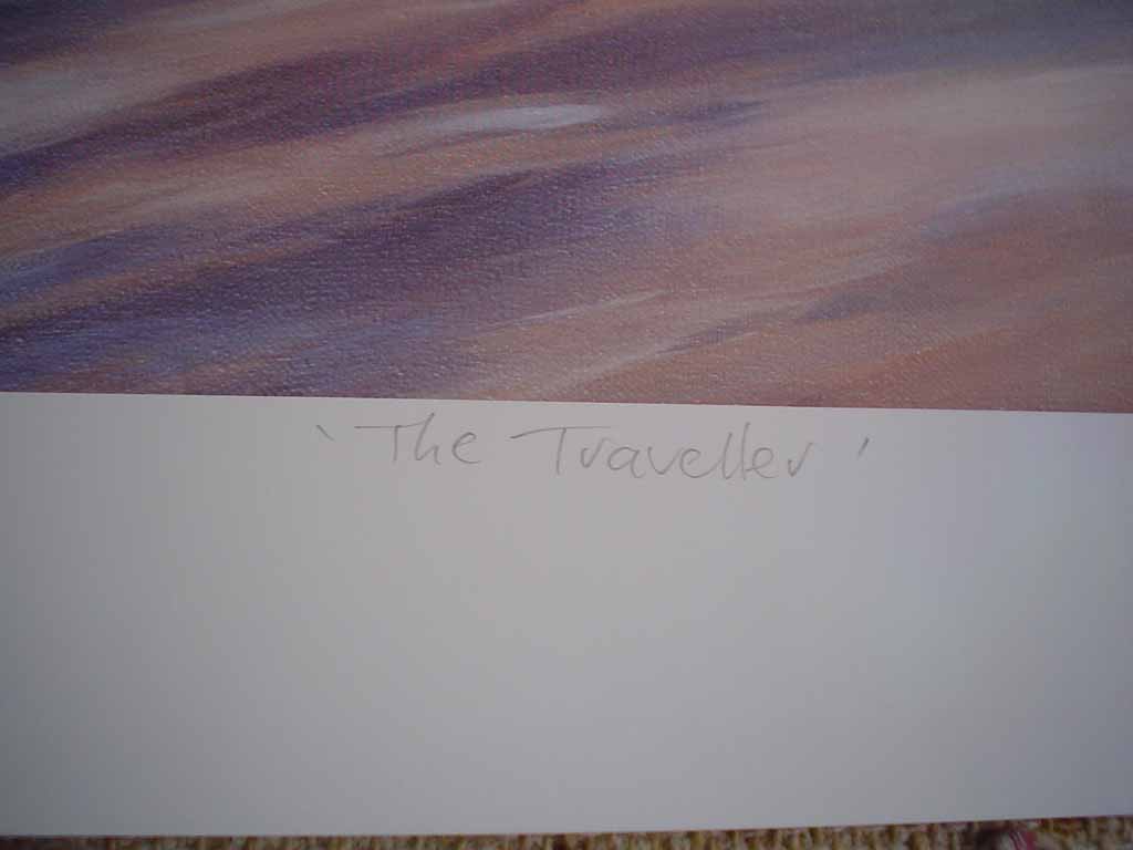 The Traveller by Paul Grignon, hand-numbered 446/500, title and signed by the artist, detail to show title - limited edition offset lithograph vintage fine art print