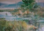 Summer Marsh:Canada Geese by Brent Heighton - offset lithograph reproduction vintage fine art print