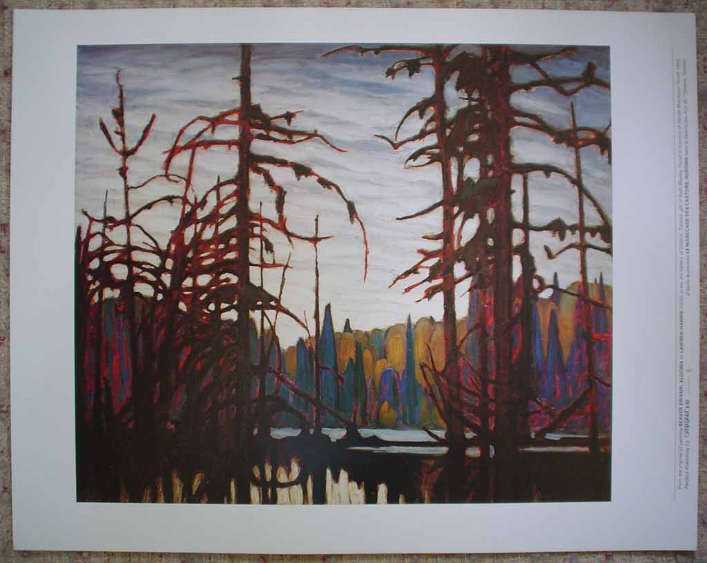 Beaver Swamp, Algoma by Lawren Stewart Harris, Group of Seven, shown with full margins - offset lithograph reproduction vintage fine art print