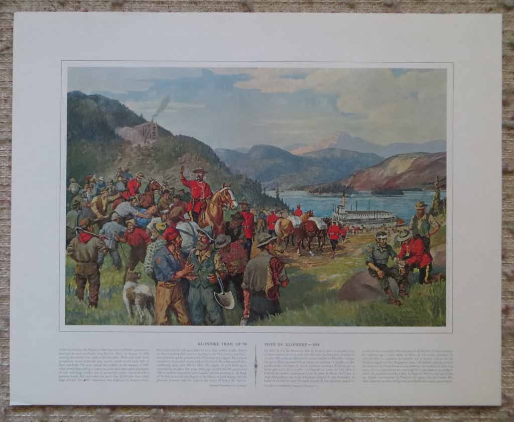 Klondike Trail Of '98 by John David Kelly & T.W. Mitchell, shown with full margins - offset lithograph reproduction vintage fine art print