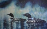 Duck Family Swimming (untitled) by Bruce Muir - hand-numbered AP 8/50 and signed by the artist - limited edition artist's proof offset lithograph vintage fine art print