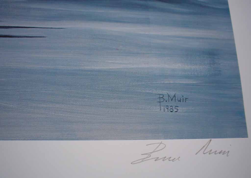 Return Of The Humpback by Bruce Muir, detail to show signature - hand-numbered AP 17/48, titled and signed by the artist - limited edition artist's proof offset lithograph vintage fine art print