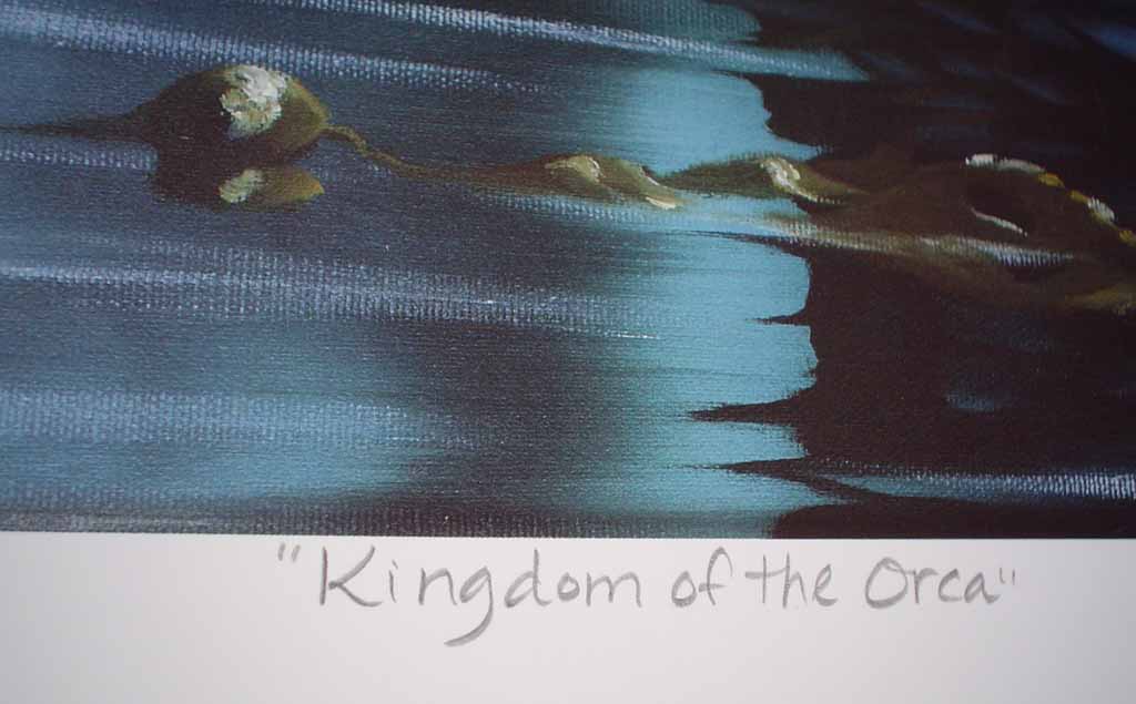 Kingdom Of The Orca by Bruce Muir, detail to show title - hand-numbered AP 37/50, titled and signed by the artist - limited edition artist's proof offset lithograph vintage fine art print