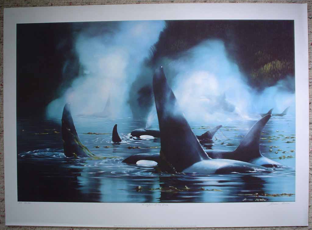 Kingdom Of The Orca by Bruce Muir, shown with full margins - hand-numbered AP 37/50, titled and signed by the artist - limited edition artist's proof offset lithograph vintage fine art print