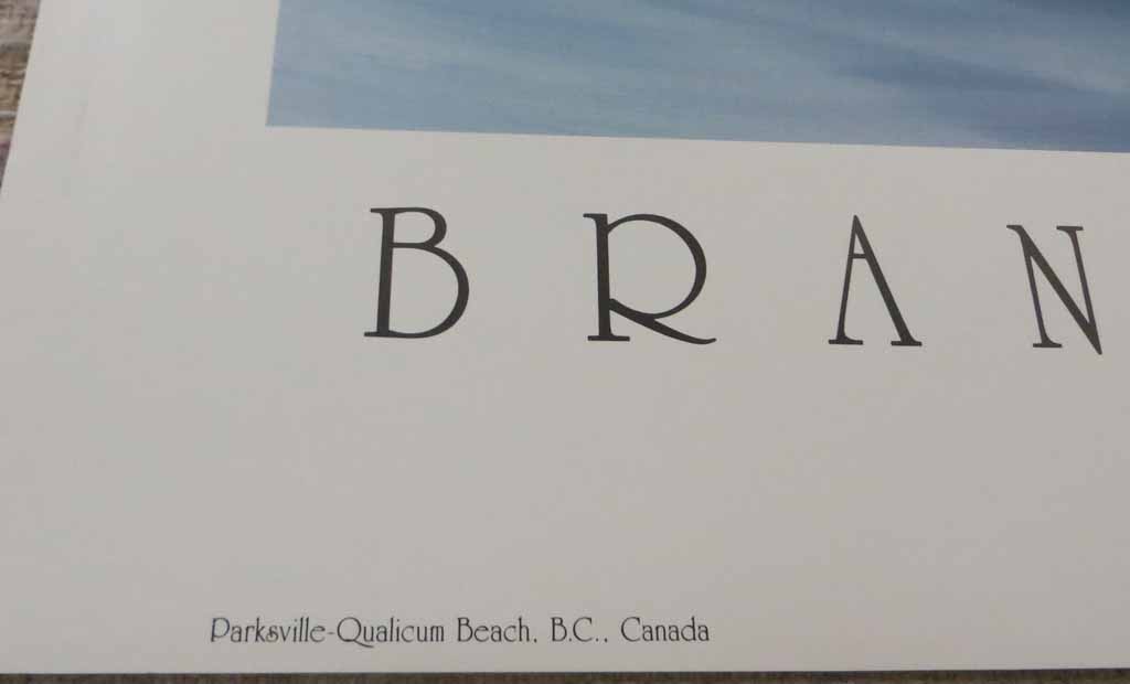 Black Brant by Bruce Muir, Brant Festival 1991, detail to show location: Parksville-Qualicum Beach, B.C., Canada - hand-signed by artist - offset lithograph reproduction vintage fine art poster print
