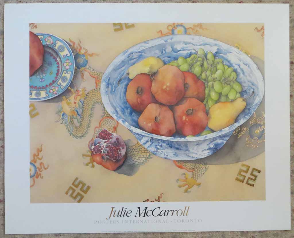 Pomegranate by Julie McCarroll, metal foil insets, published by Posters International, shown with full margins - offset lithograph reproduction vintage fine art poster print