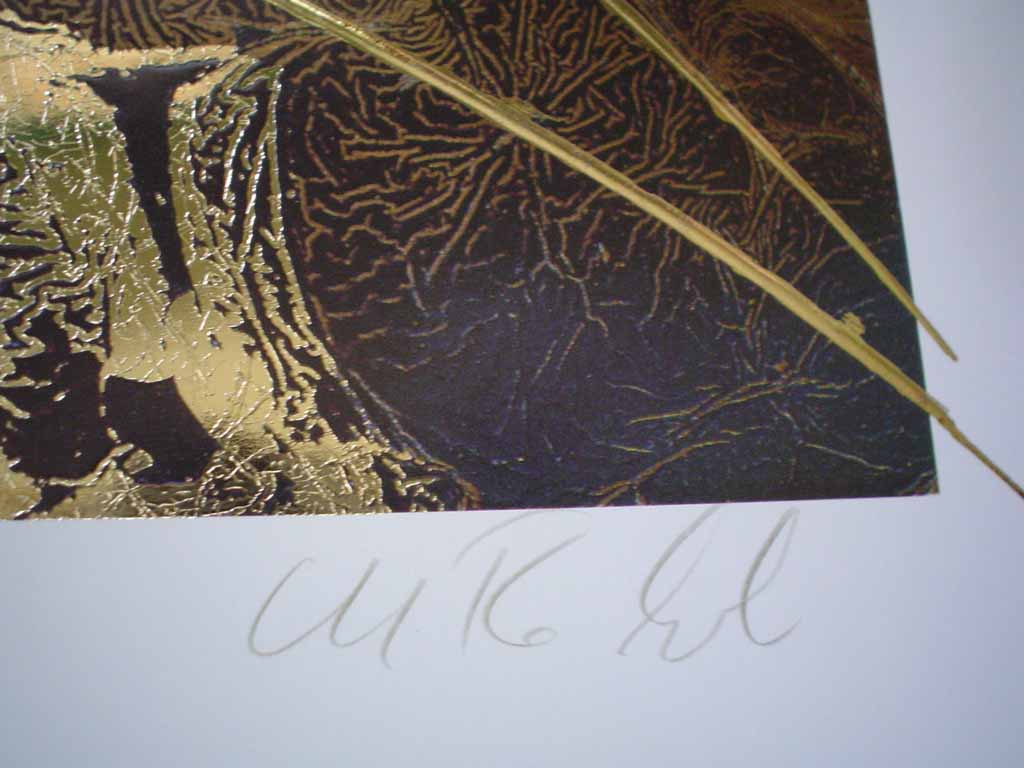 Dream IV: Dream 4 by Meridian Publishing, signed by unknown artist, detail of signature - offset lithograph reproduction with gold foil embossed insets vintage fine art print