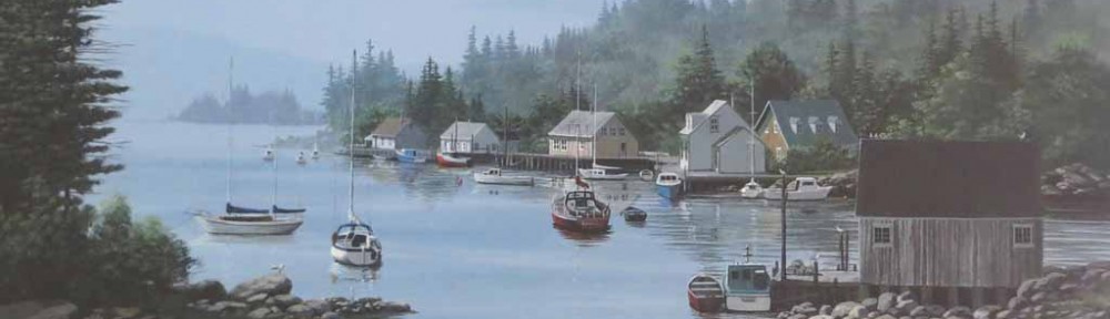 A Quiet Bay by Bill Saunders - hand-numbered 133/375 and signed by the artist - offset lithograph limited edition vintage fine art print