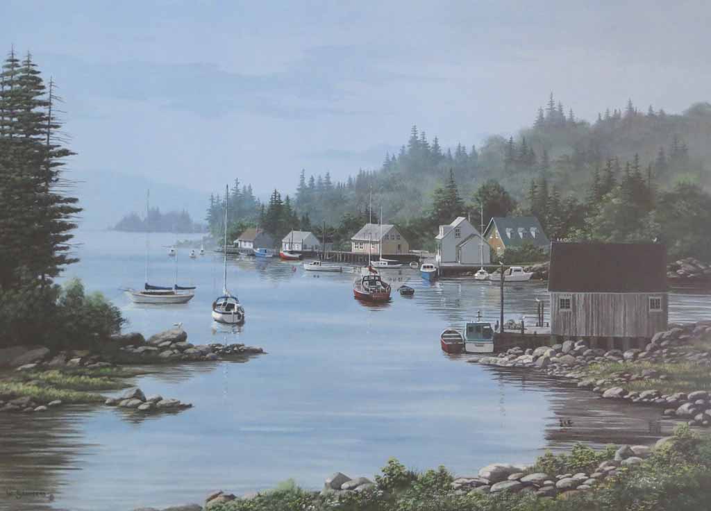 A Quiet Bay by Bill Saunders - hand-numbered 133/375 and signed by the artist - offset lithograph limited edition vintage fine art print