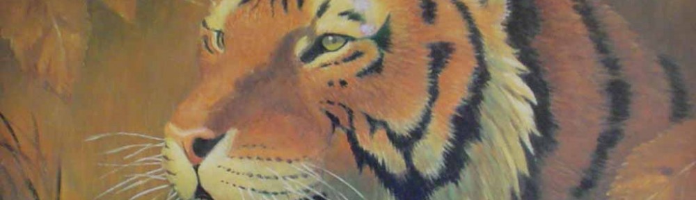 Portrait Of A Tiger by Rama Samaraweera - offset lithograph reproduction vintage fine art print