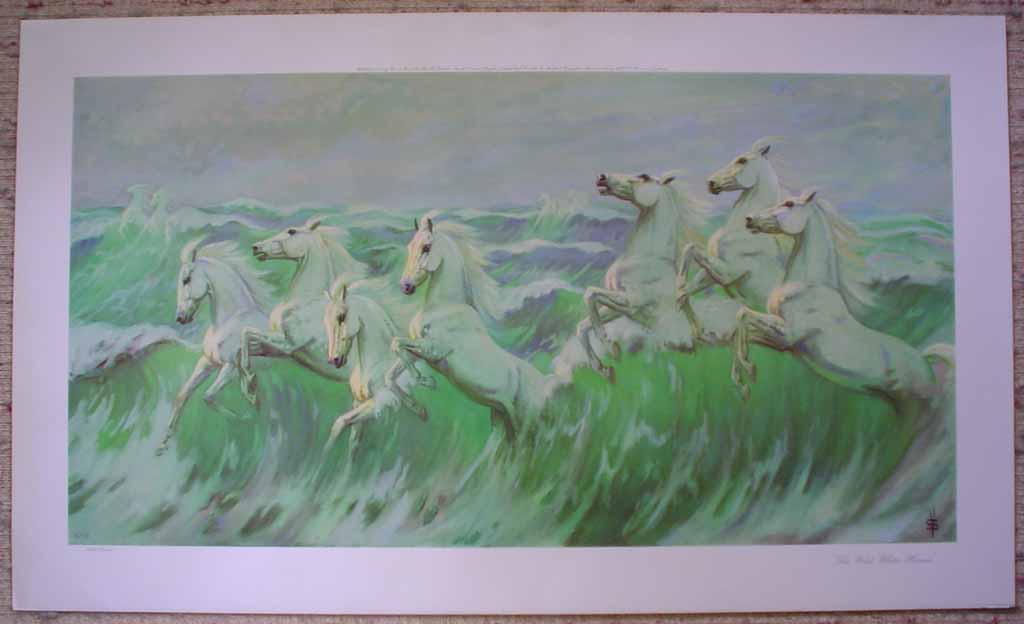 The Wild White Horses by Violet Skinner, shown with full margins - offset lithograph reproduction vintage fine art print