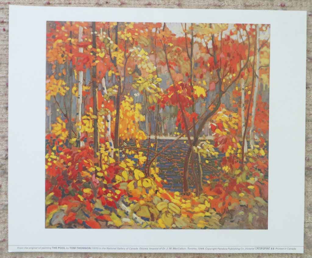 The Pool by Tom Thomson, shown with full margins - offset lithograph reproduction vintage fine art print
