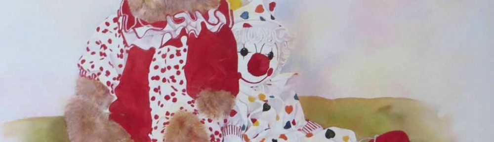 Amanda's Friends: A Couple Of Clowns by Wendy Tosoff - offset lithograph reproduction vintage fine art print