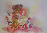 Amanda's Friends: Toy Party by Wendy Tosoff - offset lithograph reproduction vintage fine art print