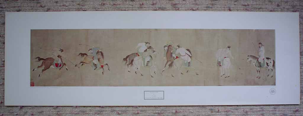 Polo Players by Li Ling, shown with full margins - offset lithograph reproduction vintage fine art print