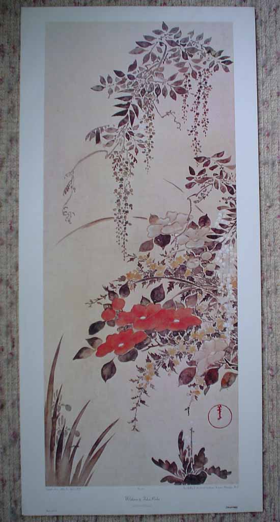 Wisteria by Fukae Roshu, shown with full margins. Published by Aaron Ashley, Inc, made in U.S.A. - offset lithograph reproduction vintage fine art print