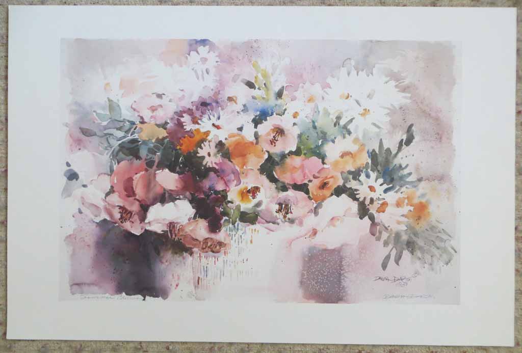 Summer Blooms by Dawna Barton, titled and signed by artist and numbered 588/950, shown with full margins - offset lithograph limited edition vintage fine art print