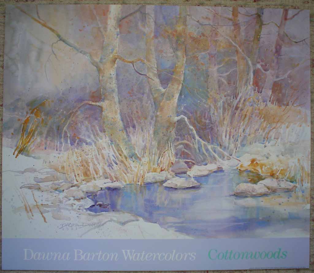 Cottonwoods by Dawna Barton, shown with full margins - offset lithograph reproduction vintage poster art print