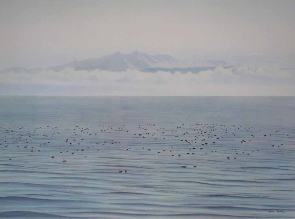 Migrating Ducks by Jeane Duffey, 18x24, printed in England - offset lithograph reproduction vintage fine art print
