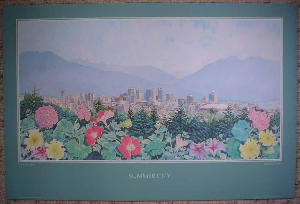 Vancouver: Summer City by Jeane Duffey, printed in U.S.A., shown with full margins - offset lithograph reproduction vintage poster art print