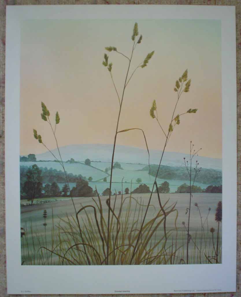 October Evening by Jeane Duffey, 17x14, printed in England, shown with full margins - offset lithograph reproduction vintage fine art print