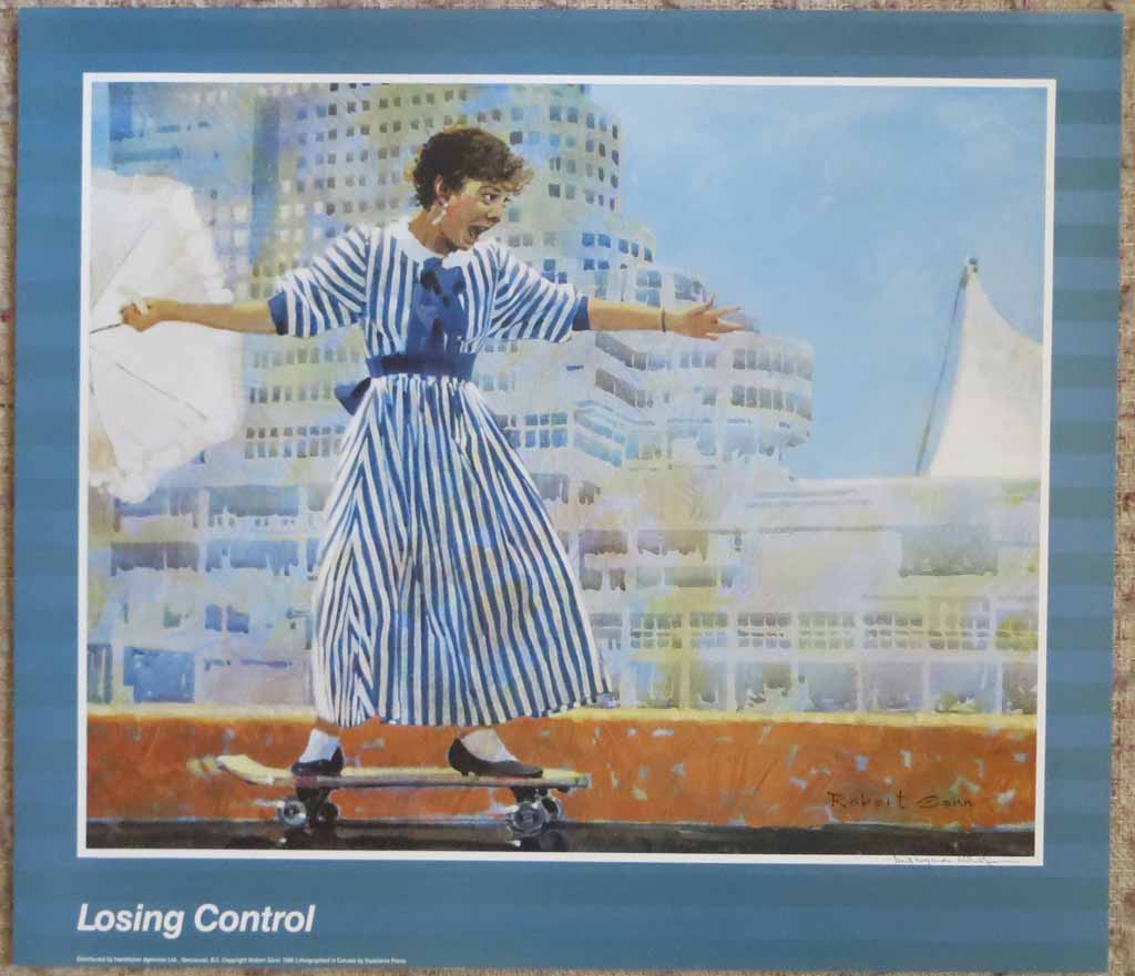 Losing Control by Robert Genn, hand-signed by artist, shown with full margins - offset lithograph reproduction vintage poster art print