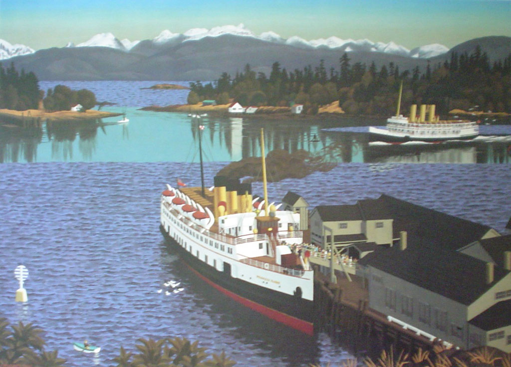 Nanaimo Harbour by Edward John (E.J.) Hughes, from the Vancouver Expo'86 Discovery Series - offset lithograph reproduction vintage poster art print