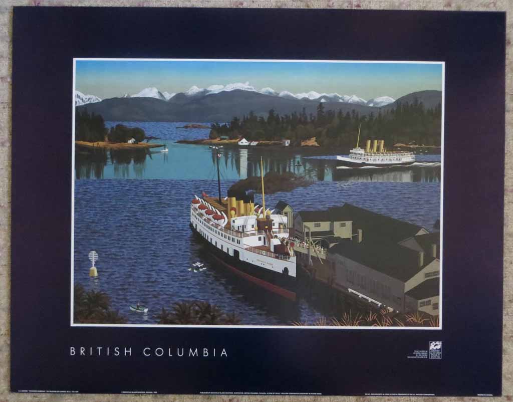 Nanaimo Harbour by Edward John (E.J.) Hughes, from the Vancouver Expo'86 Discovery Series, shown with full margins - offset lithograph reproduction vintage poster art print