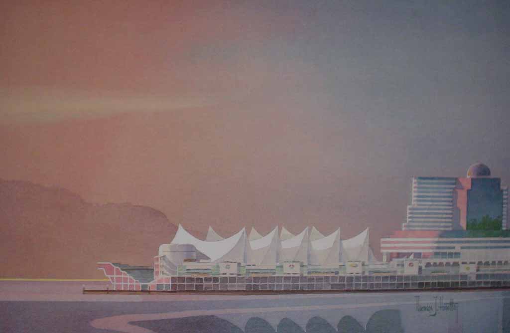 Canada Pavilion 1986 by Thomas J. Huntley, signed by artist - offset lithograph reproduction vintage fine art print