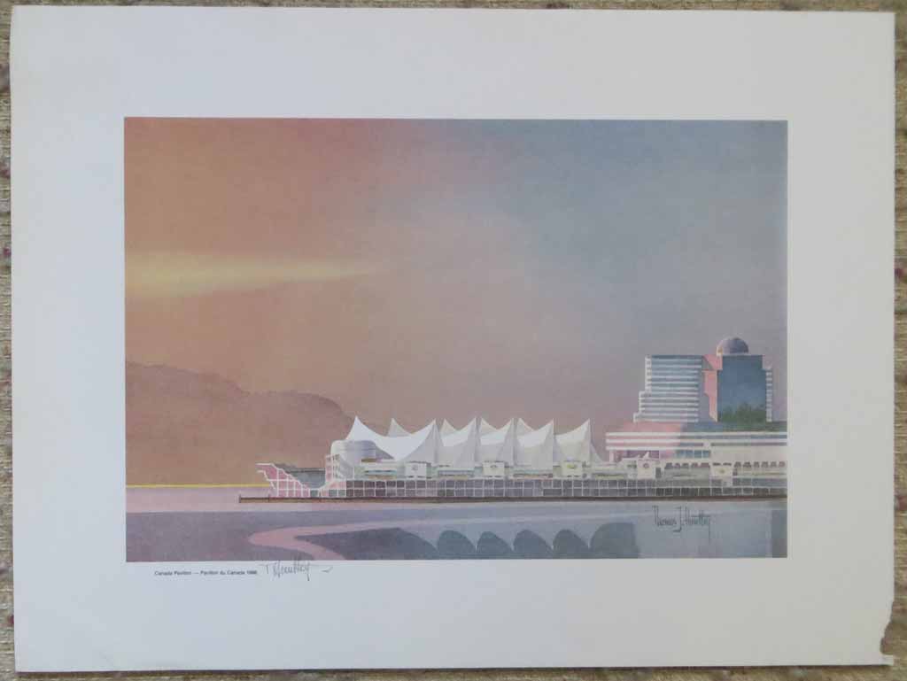 Canada Pavilion 1986 by Thomas J. Huntley, signed by artist, shown with full margins - offset lithograph reproduction vintage fine art print