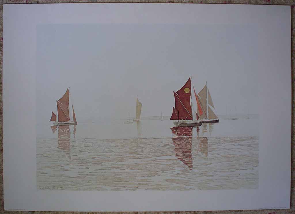 Barge Race, Essex by Colin Kirby Green, shown with full margins. Published by Il Grigo S.R.L. Milano, printed in Italy. - offset lithograph reproduction vintage fine art print