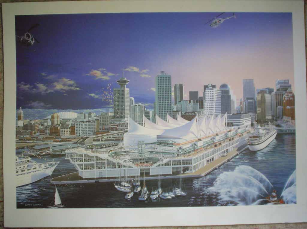Vancouver Harbour Expo'86 by Barry Lundahl, numbered 201/950 and signed by artist, shown with full margins - offset lithograph limited edition vintage fine art print