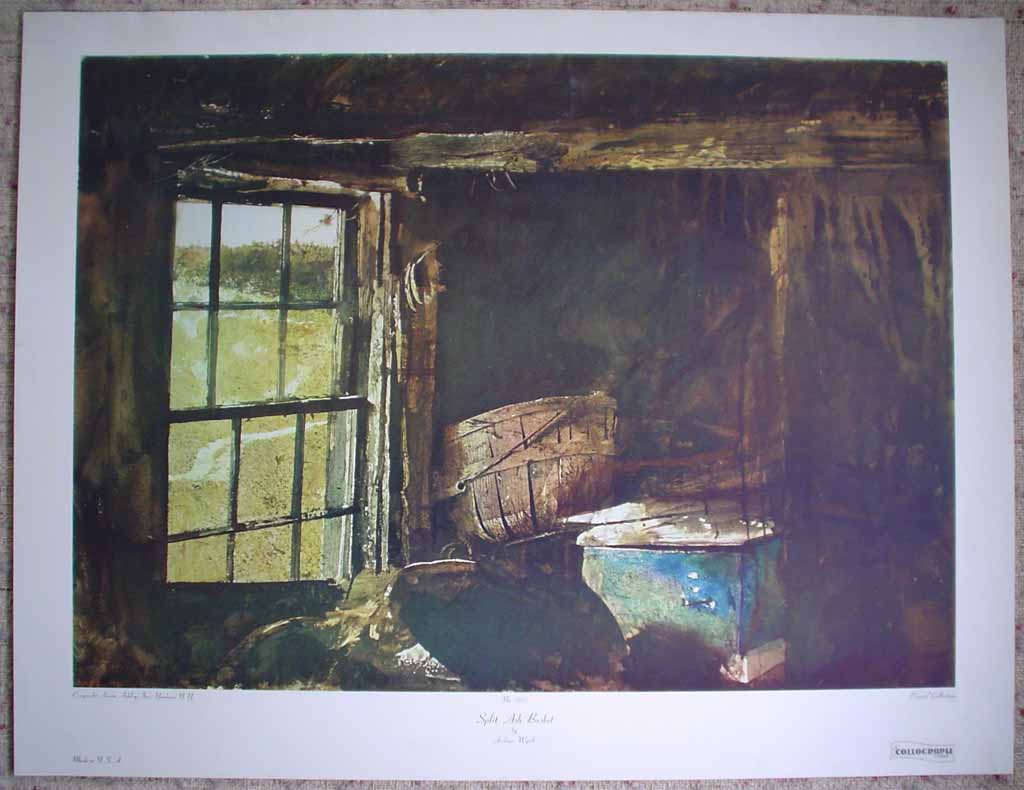 Split Ash Basket by Andrew Wyeth, shon with full margins - collectible collotype reproduction vintage fine art print